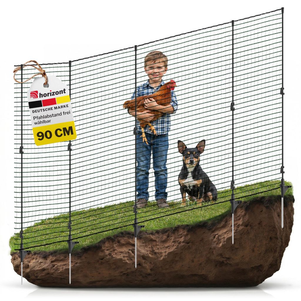 horizont Begrenzungszaun FLEX 15 m x 90 cm – mobiler Zaun für Hund, Garten und Camping