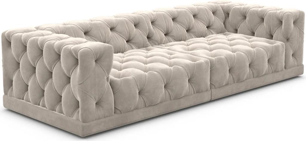 Samtstoff 4-Sitzer Couch Meliva Sand