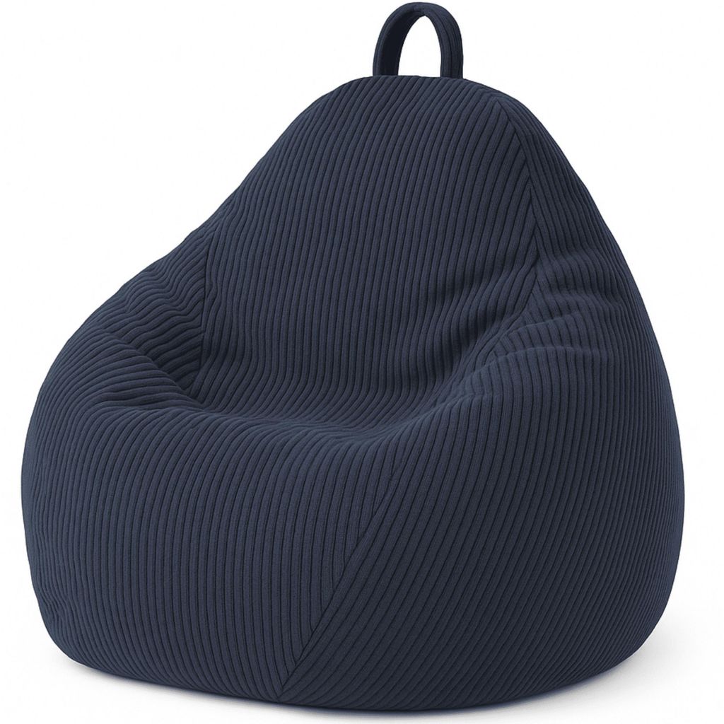 Birnen-Sitzsack aus Cord mit abnehmbarem Bezug 120x100 cm, Dunkelblau