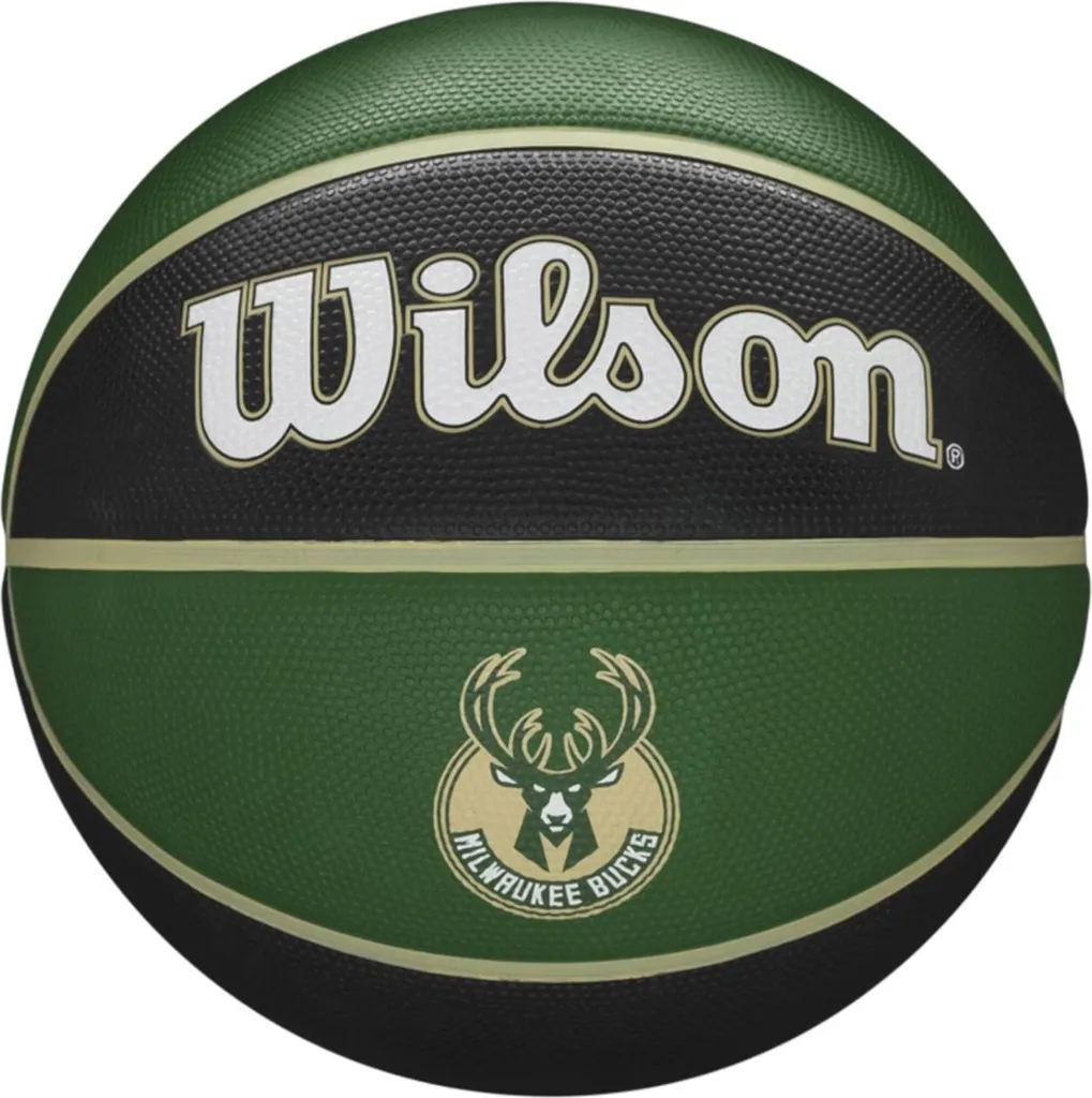 Ballon Basket Wilson NBA Bucks : Résistant à l'Usure pour Terrain Extérieur