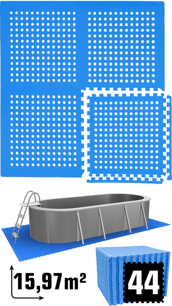 sottofondo per piscina 16 m² - 44 tappetini EVA 62x62 - set Immagine del prodotto 