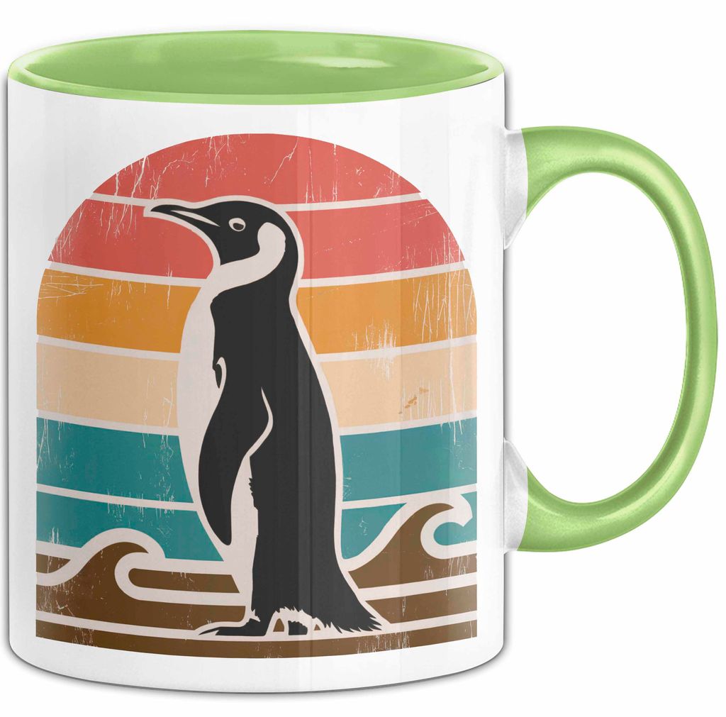 Retro Pinguin Tier Tasse Geschenk Lustige Geschenkidee Spruch (Grün)