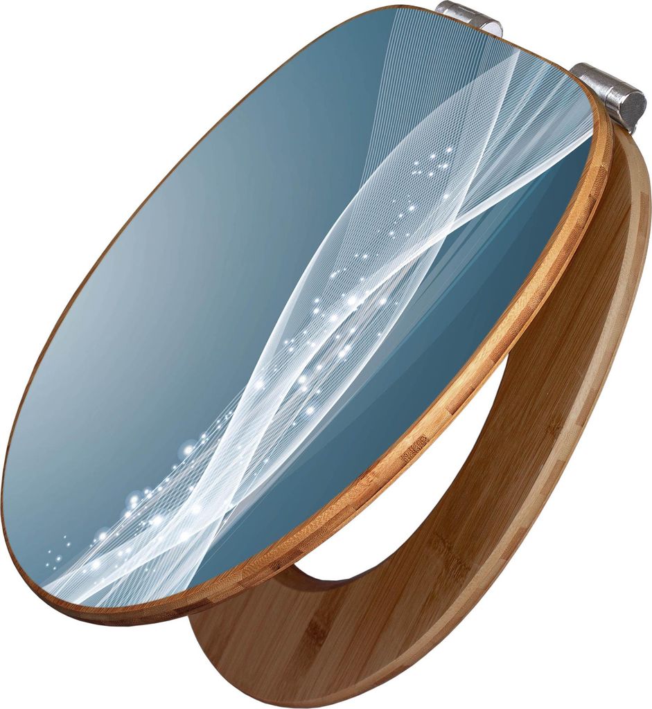 banjado Design WC Sitz Bambus Absenkautomatik -Sternenstaub - Toilettendeckel mit Absenkautomatik Holz/hochwertiger Bambus Klodeckel/WC-Sitz für a...