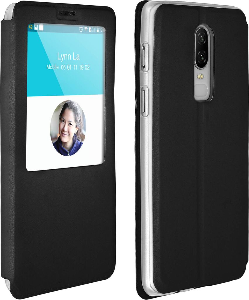 S-View Flip Cover mit Sichtfenster, Klapphülle für OnePlus 6 – Schwarz