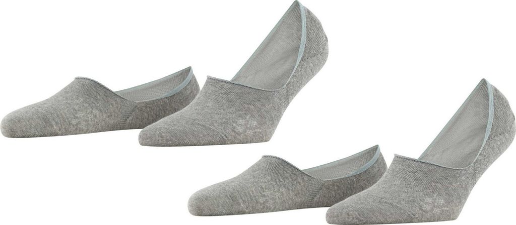 Burlington Damen Füßlinge Everyday Multipack W In Baumwolle unsichtbar einfarbig 2 Paar, Grau Light Grey 3400, 41-42