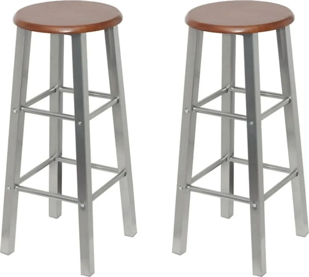 Tabouret de bar lot de 2 design bistrot avec assise en bois MDF