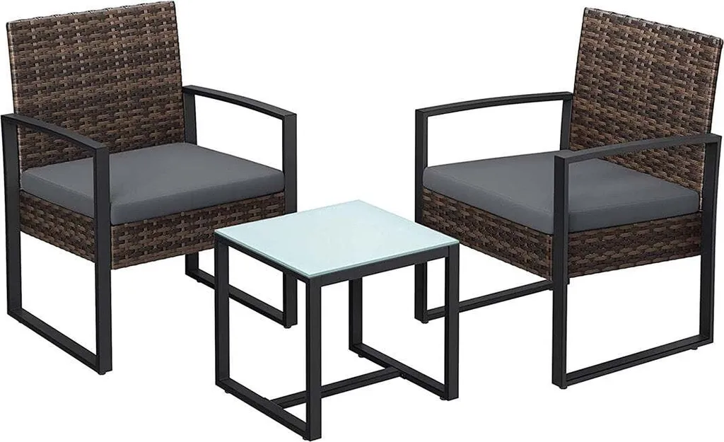Set de jardin en rotin PE durable et coussins confort VFT gris - Rootz 3