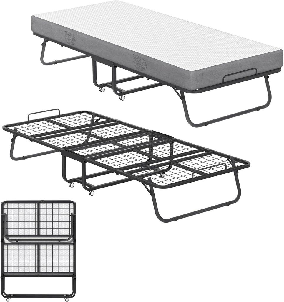 Lit pliant ROSEJANE 90x200 cm avec matelas en mousse à Image du produit 