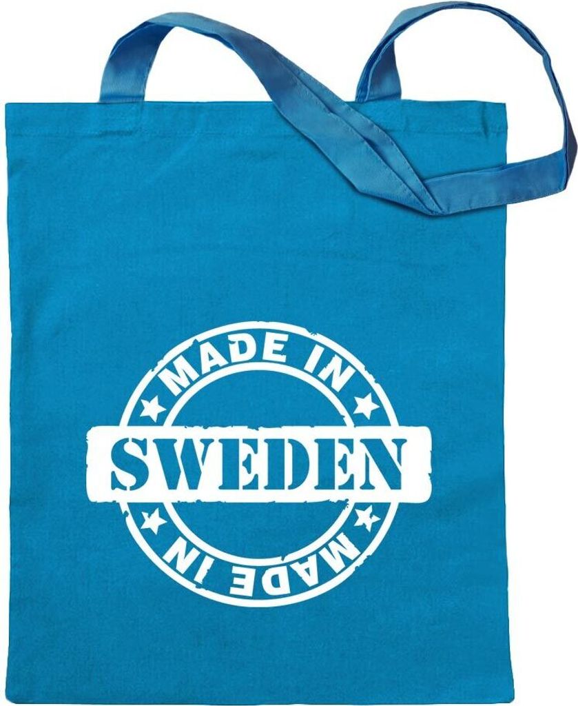 Kiwistar - Baumwolltasche - hellblau - Sweden - Tragetasche Stoffbeutel Umhängetasche langer Henkel