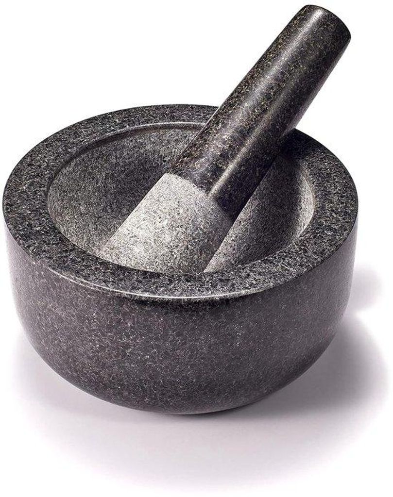 Famanu Granit Mörser und Stößel Set, Ø 16 cm, ideal für Pesto, Kräuter und Gewürze