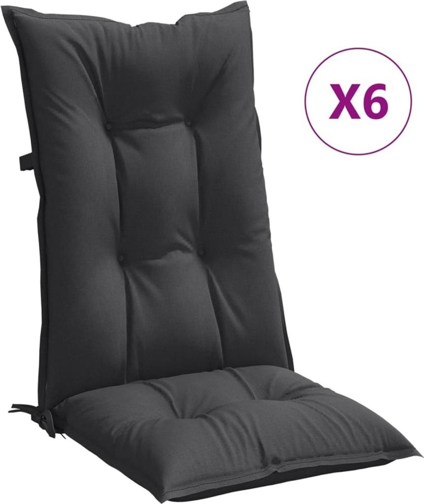 vidaXL Hochlehner-Auflagen 6 Stk. Melange Anthrazit Produktbild 