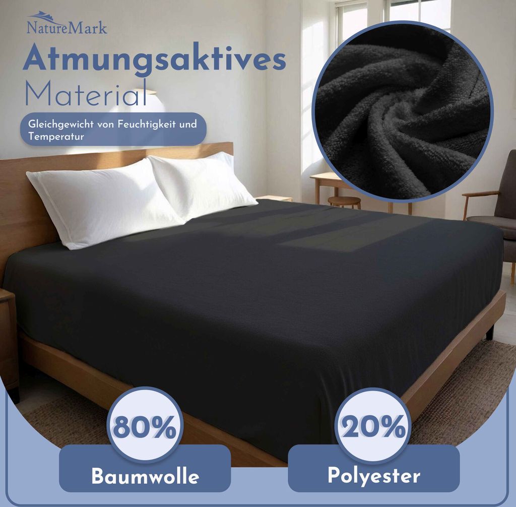 Frottee Spannbettlaken Spannbetttuch, 140x200 cm, Schwarz Produktbild 4