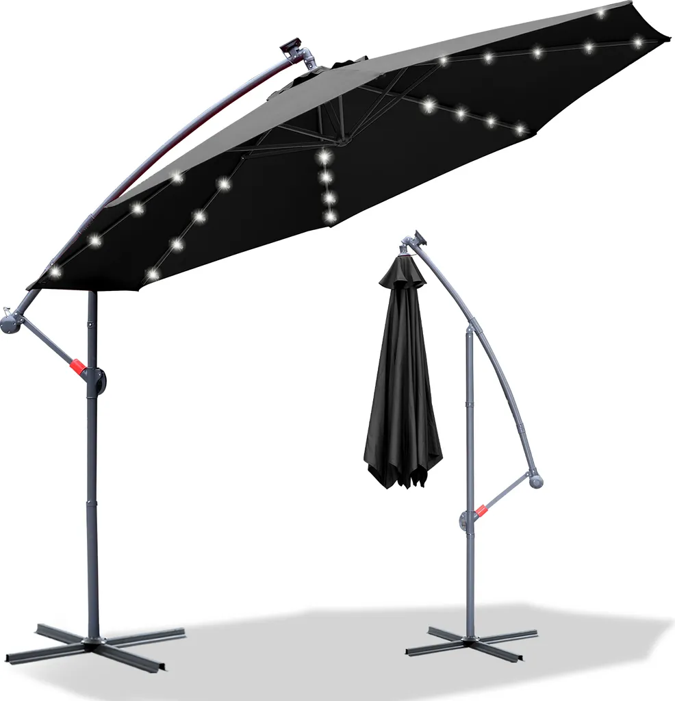 Ombrellone Jayseuw LED 350cm 360° Grigio - Il Top per il tuo Social Garden