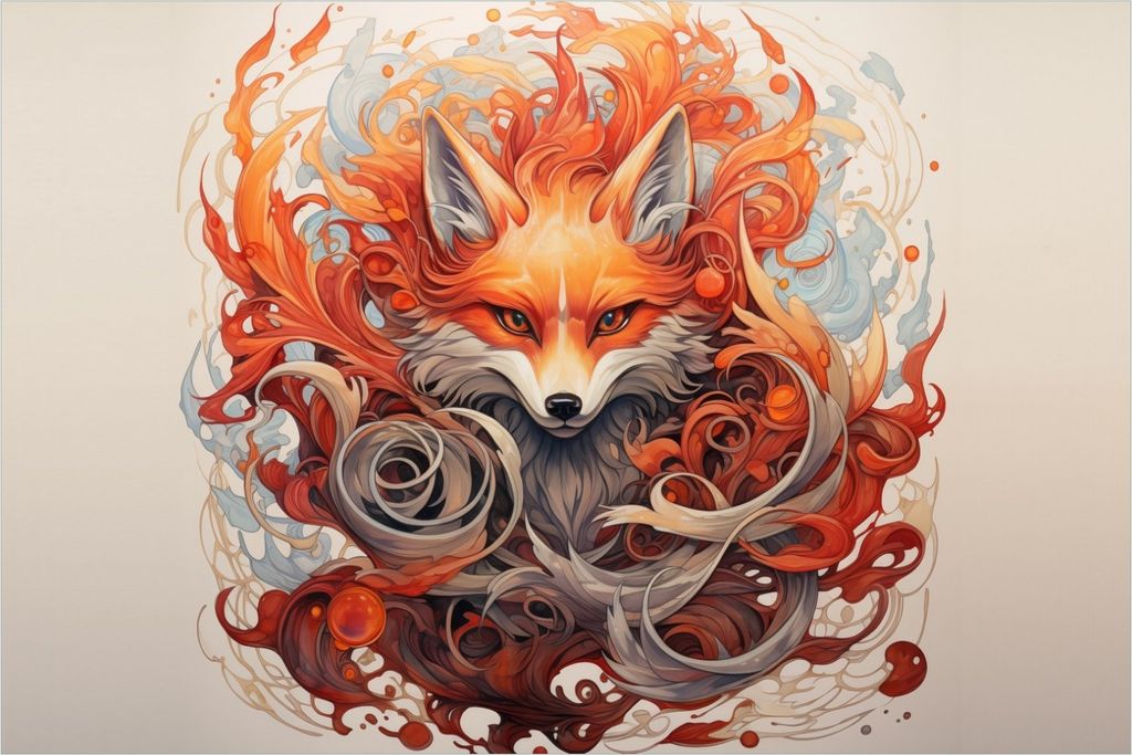 Wallario selbstklebendes Poster - Flammenfuchs, Größe: 100 x 150 cm
