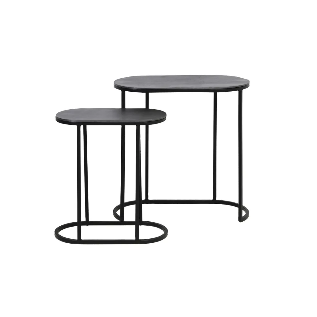 Set de 2 tables d'appoint Bocov Light & Living antique plomb et noir - 2