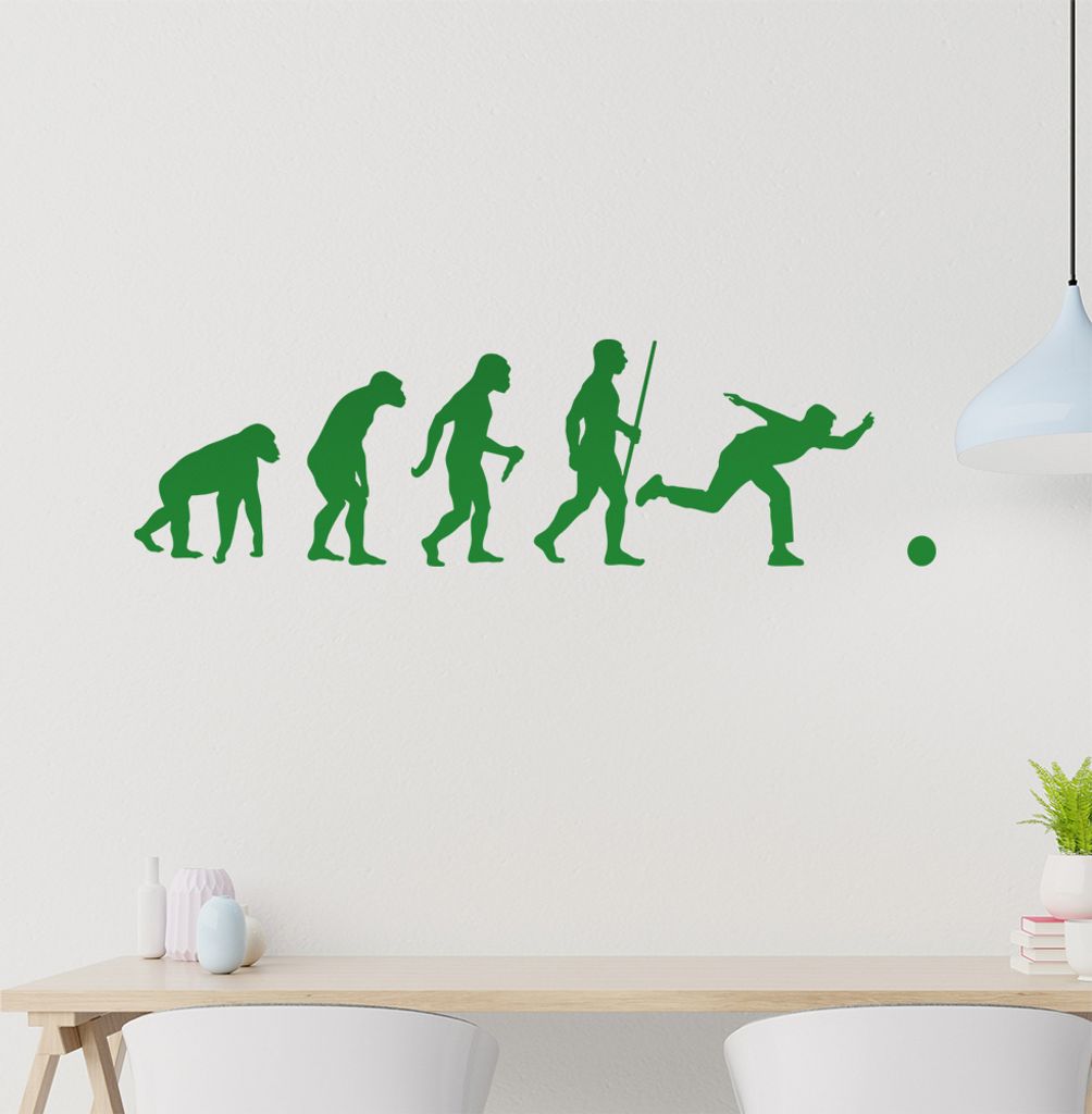 Bowling Kegeln Evolution Wandtattoo Wandaufkleber Wall Sticker - Dekoration, Küche, Wohnzimmer, Schlafzimmer, Badezimmer