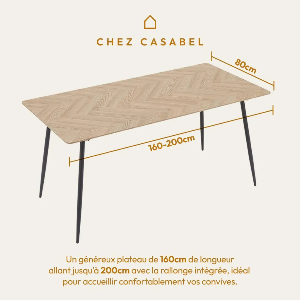 Grande Table à Manger Extensible 6 à 8 Personnes Style Industriel Chic - 3