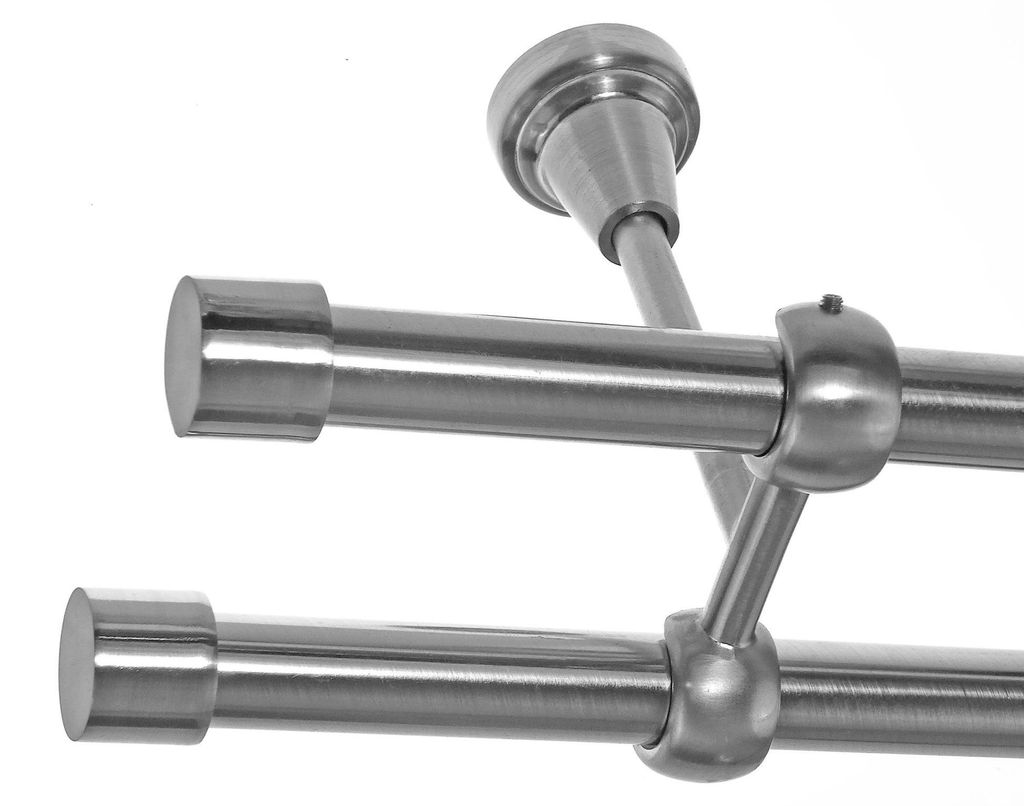 Gardinenstange Set Edelstahl Look Metall Ø 19mm zur Produktbild 
