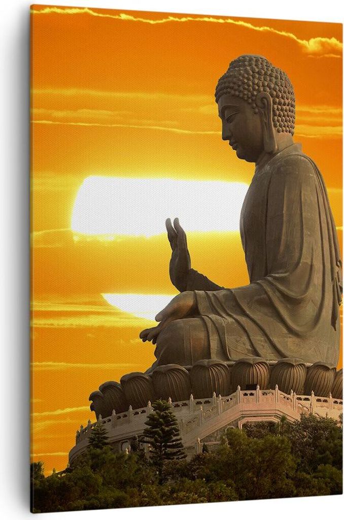 Bild auf Leinwand - Leinwandbild - Einteilig - tempel buddha - 70x100cm - Wand Bild - Wanddeko - Wandbilder - Leinwanddruck - Kunstdruck - Wanddeko...