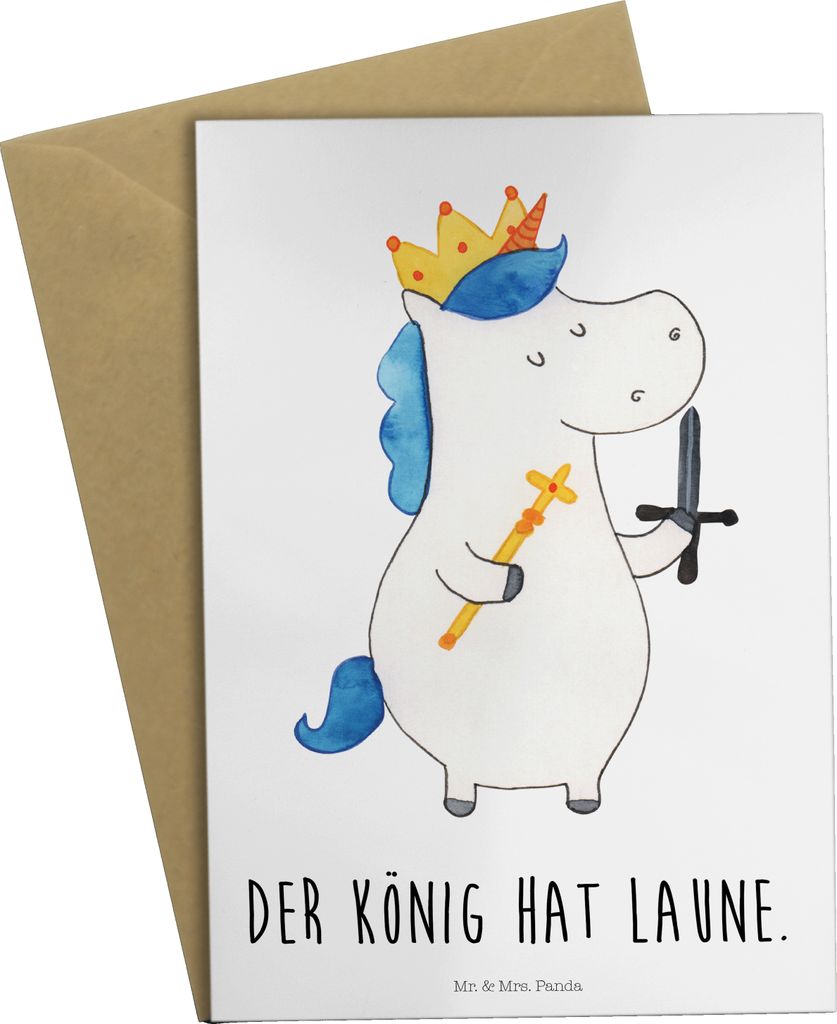 Mr. & Mrs. Panda valentinstagskarte Einhorn König mit Schwert - Weiß - Geschenk, Ritter, dankeskarten, einladungskarten, glückwunschkarten, Mitt...