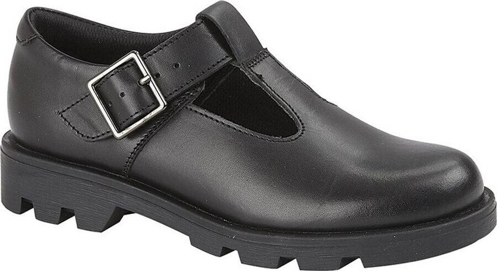 Roamers - Mädchen Schul-Uniform-Schuhe, Leder DF2360 (28,5 EU) (Schwarz)