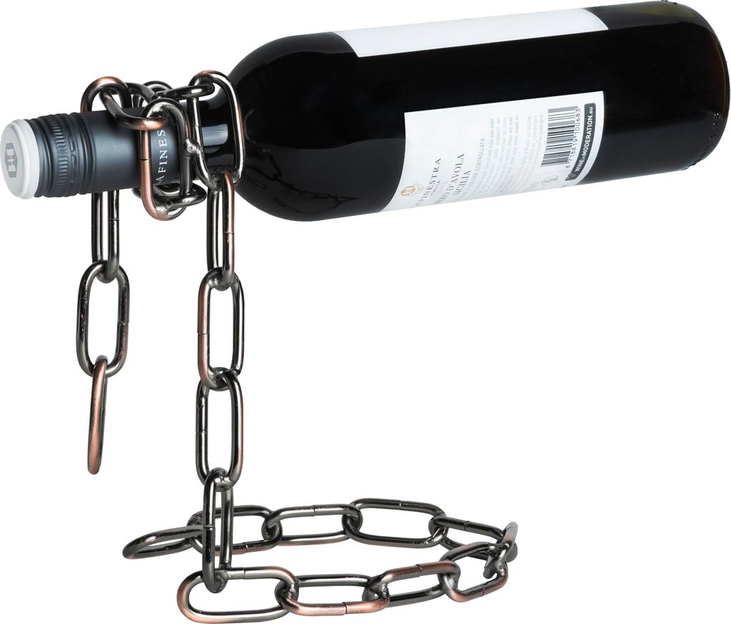 QUVIO Weinregal - Weinregal aus Metall - Stehendes Weinregal - Wohnaccessoire - 1 Flasche - Ketten-Design
