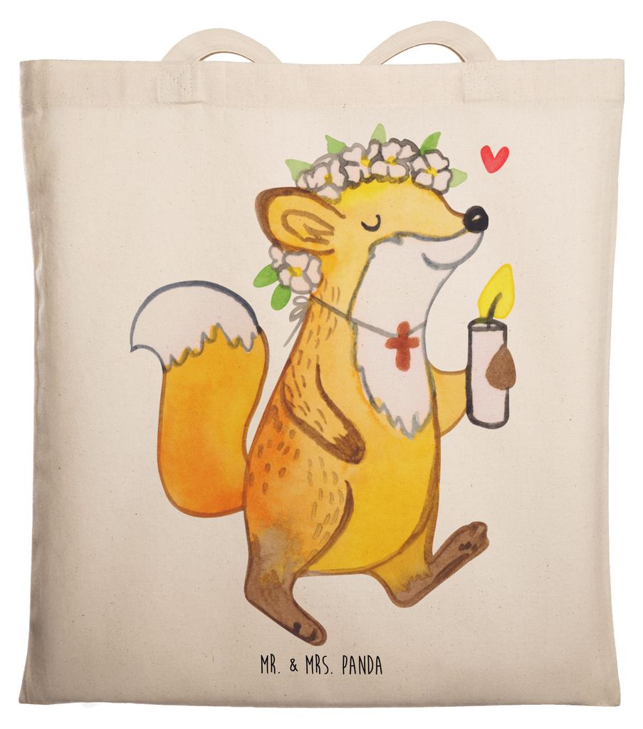 Mr. & Mrs. Panda dokumententasche Fuchs Kommunion Mädchen - Transparent - Geschenk, Gott, Stoffbeutel, Tasche, Tote Bag, Gläubig, Liebe, Einkaufs...