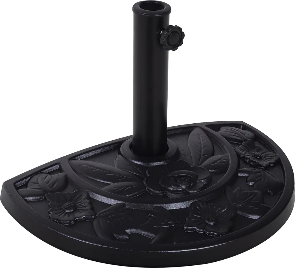 Outsunny Pied de Parasol Demi-Lune 9kg en Résine Effet Fonte - Noir