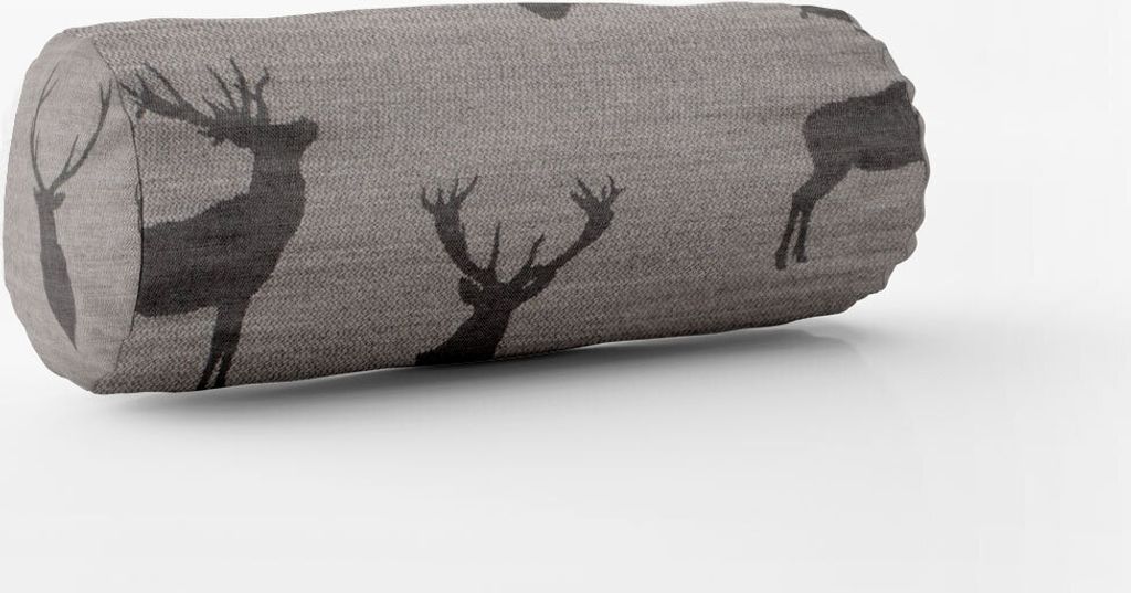 SCHÖNER LEBEN. Kissenhülle Jacquard mit Hirschen hellgrau grau Größe 15x40cm (ØxB) Nackenrolle 15x40cm (ØxB) Nackenrolle Größe