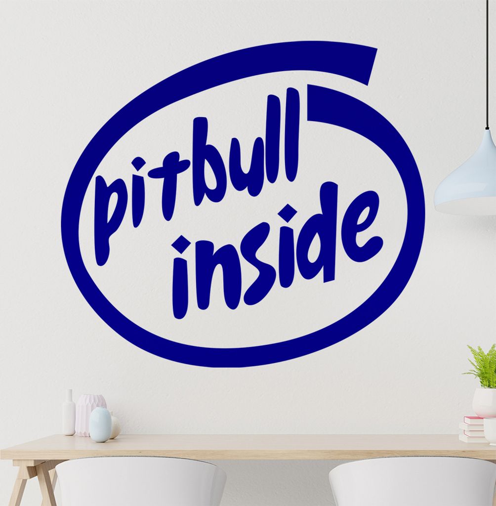 pitbull inside Wandtattoo in 6 Größen - Wandaufkleber Wall Sticker - Dekoration, Küche, Wohnzimmer, Schlafzimmer, Badezimmer