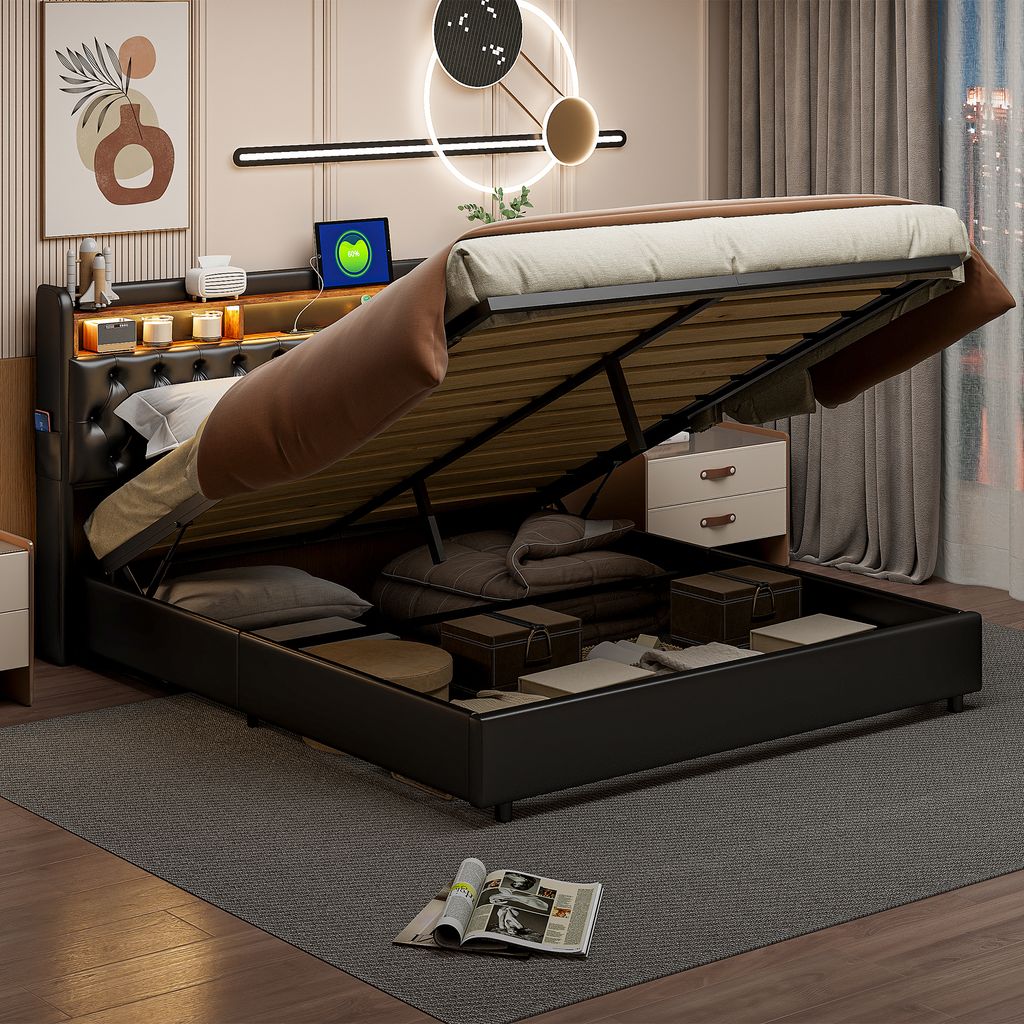 CDGlobal čalúnená posteľ 180x200cm s funkciou nabíjania Obrázok produktu 