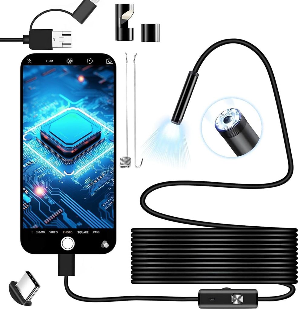 ASTA | Endoskopkamera mit Licht, Rohrkamera for Android, Tablet, USB-C, Wasserdicht Inspektionskamera