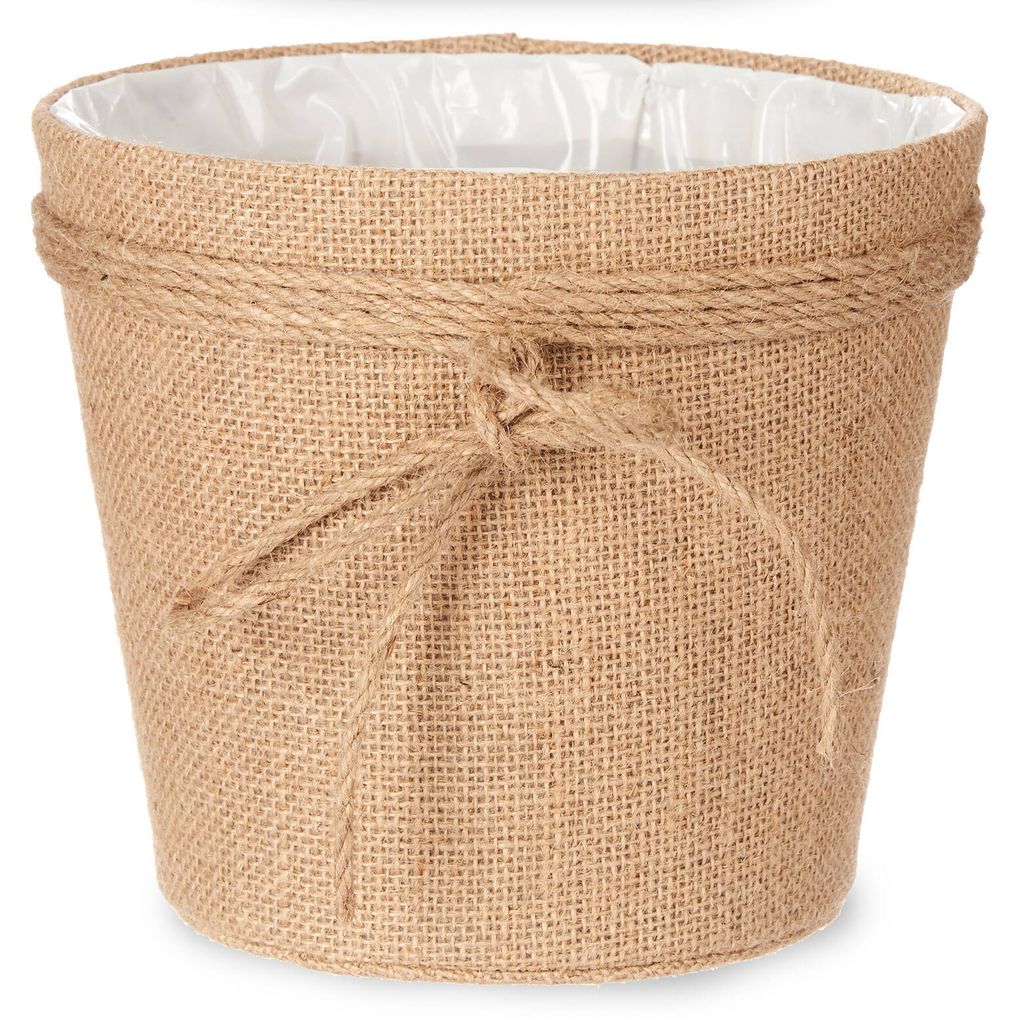 Obal na květináč z pleteniny s jutovou mašlí, Ø 18 x 16 cm Obrázek produktu 