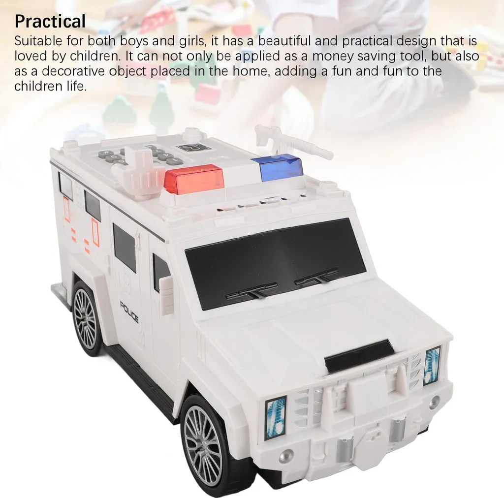 Tirelire voiture blindée électronique blanche avec code et empreinte - 2