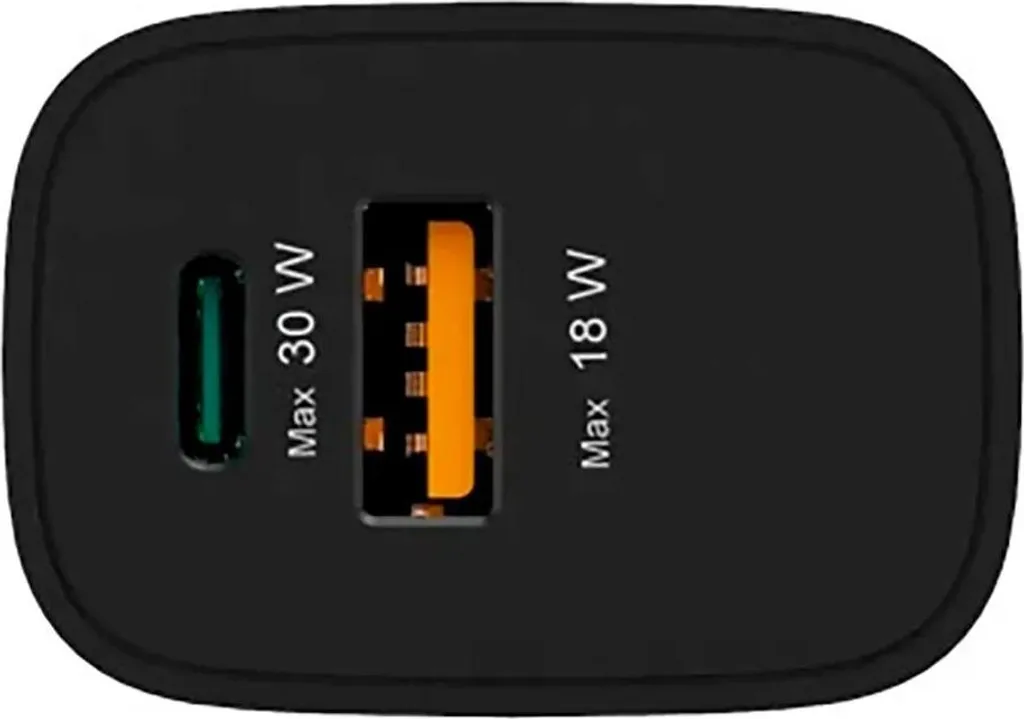 Caricabatterie rapido, 1x USB-A, 1x USB-C, PD, 30 W, nero (00201960)
