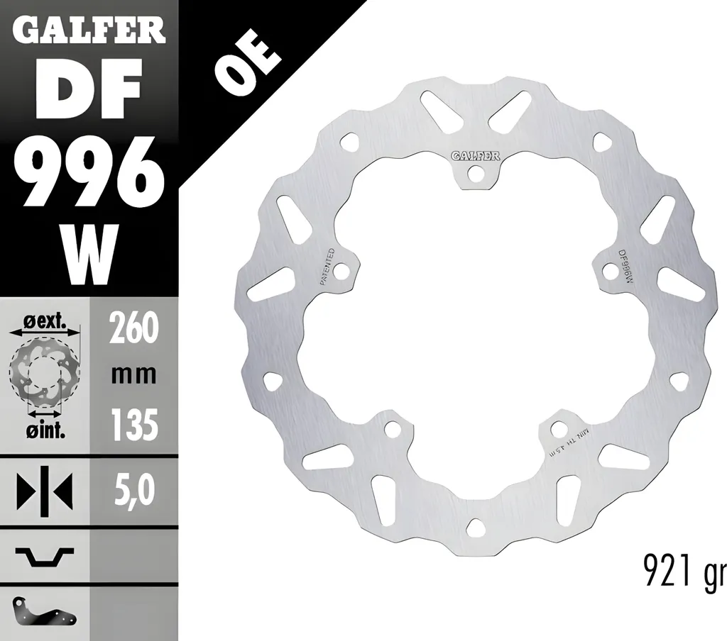 Disque de frein moto pour sécurité routière Galfer DF996W WAVE arrière