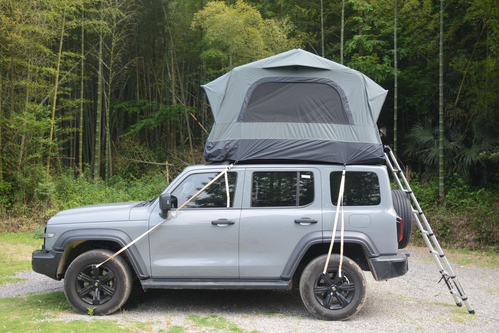 Aufblasbare Campingzelte mit dreieckige Dachzelt und aufblasbare Stäbe,Campingausrüstung mit Handpumpe für Outdoor,Camping,Grau+schwarz