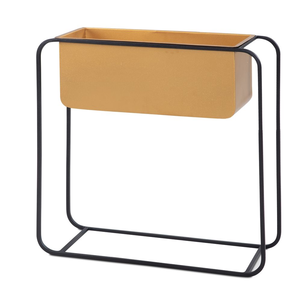 Pflanzgefäß 60x60x24 cm Metall Pflanzenkübel Gold Rechteckig Blumentopf