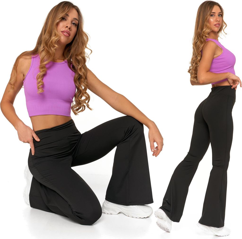 Damen-Leggings mit ausgestelltem Bein und hoher Taille, Produktbild 