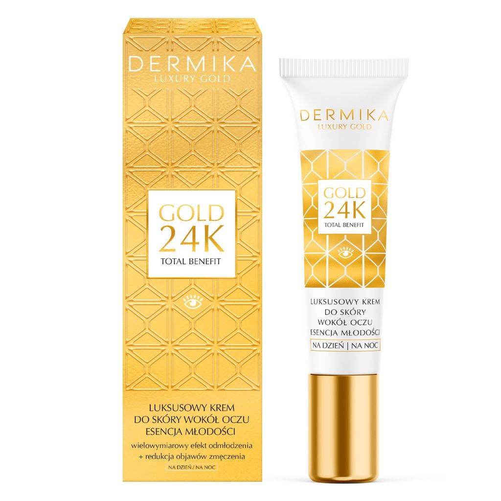 Dermika Luxury Gold 24K Total Benefit Augencreme - Essenz der Jugend Tag & Nacht 15ml