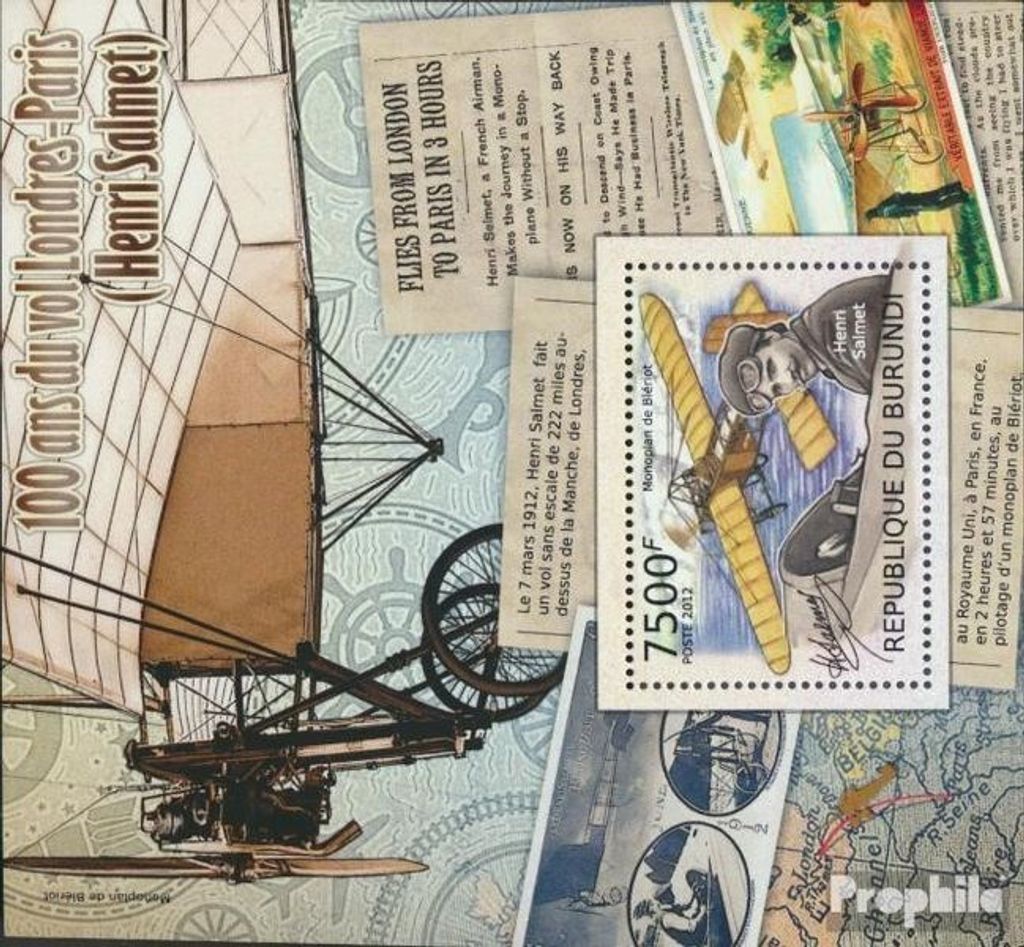 Briefmarken Burundi 2012 Mi Block216 (kompl.Ausg.) postfrisch Flug London-Paris
