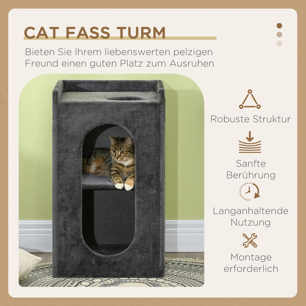 PawHut Kratztonne, Höhe 81 cm, Katzenkratzbaum mit 2 Produktbild 4