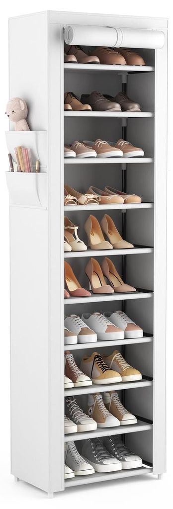 Schuhregal mit 11 Ebenen, 45x30x175 cm, für 20–22 Paar Schuhe, Stoff