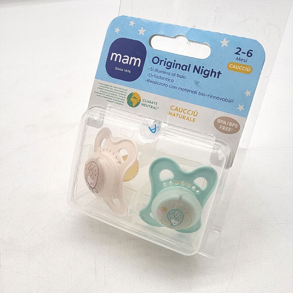 MAM Original Night Bright Schnuller im 2er-Set aus Kautschuk mit Aufbewahrungsbox