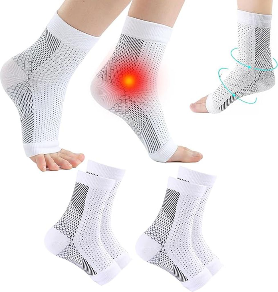 2 Paar orthopädische Kompressionsstrümpfe, Kompressionsstrümpfe gegen Fersensporn und Plantarfasziitis, Knöchelbandage gegen Schwellungen, Plan...