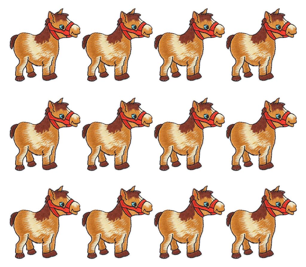 12 Stück Stickstoff-Aufkleber mit Pferdemotiv, Applikationen, Aufnäher für Kleidung, Taschen und Accessoires