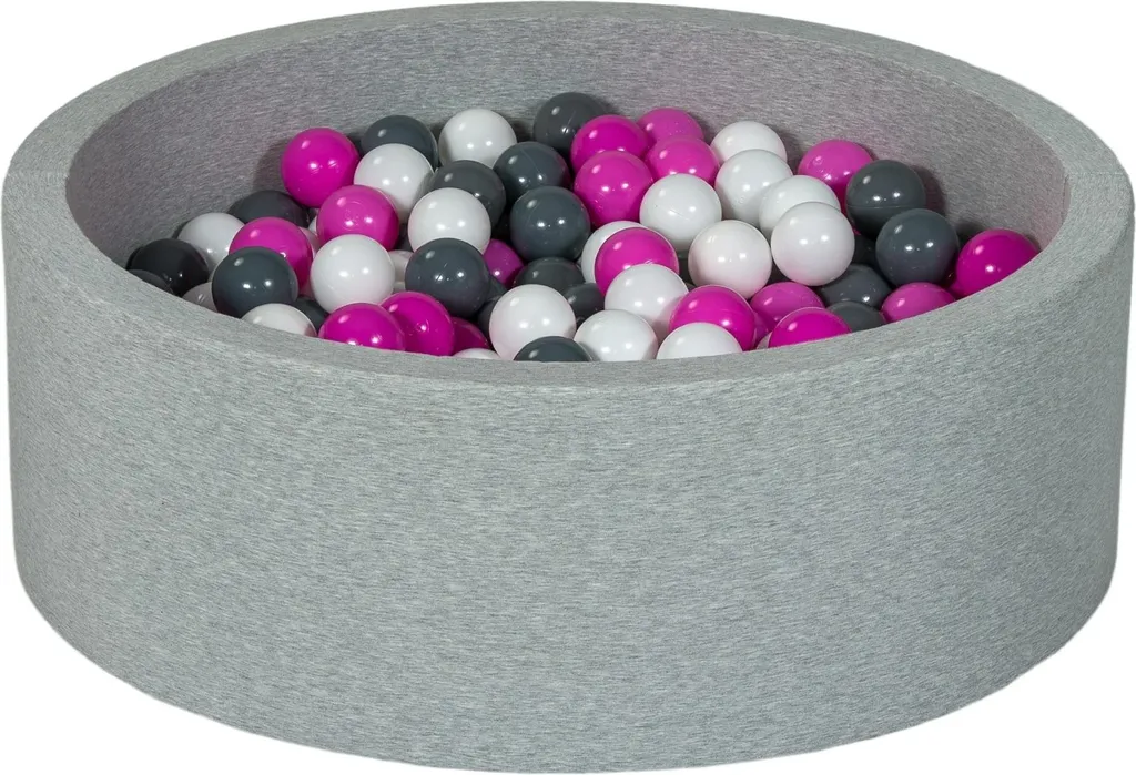 Piscine à balles 90 cm avec 300 balles blanches, violettes et grises