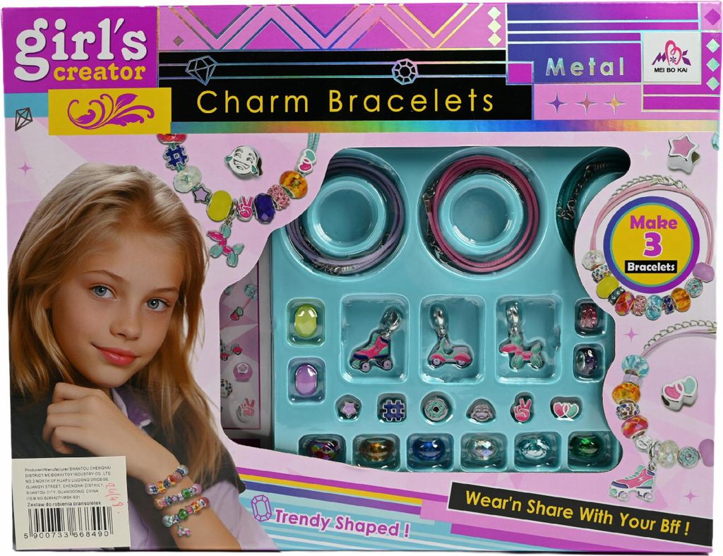 Schmuck Bastelset Kinder Armbänder Selber Machen - Kreatives Perlen Set mit Charms