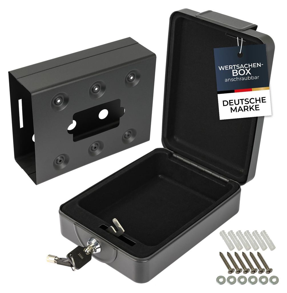 HMF 307-02, Anschraubbare Box, Dokumentenbox, 20 x 15,5 x 7 cm, schwarz
