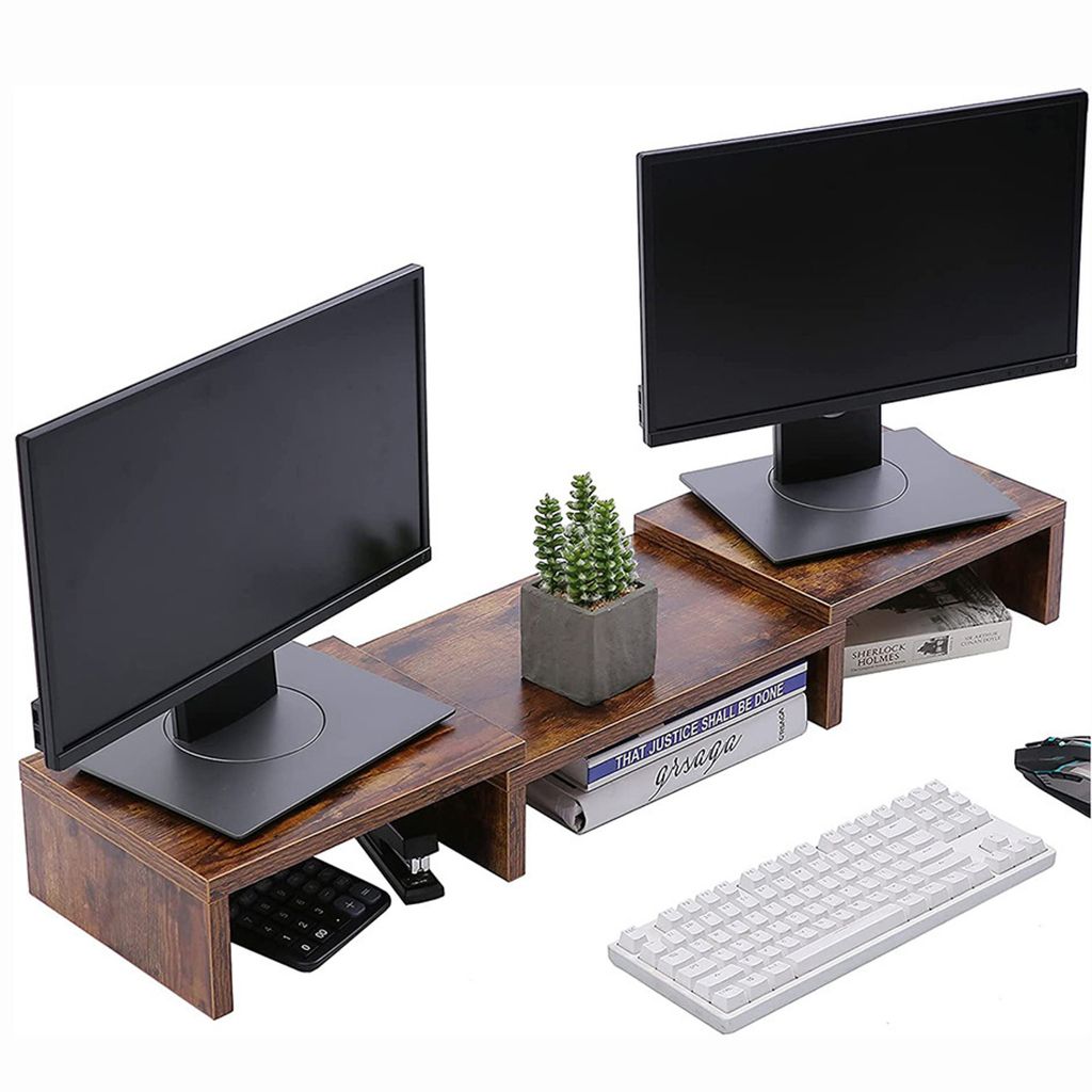 Laptop Monitorständer, Dual Monitor Stand Rise, Bildschirmerhöhung, Monitorerhöhung, 110×20×10, Verstellbare Monitor-Halterung, Schreibtisch O...